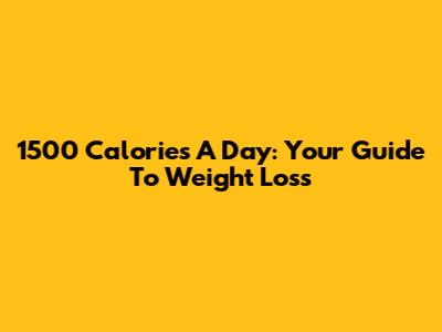 1500 Calories A Day: Your Guide To Weight Loss