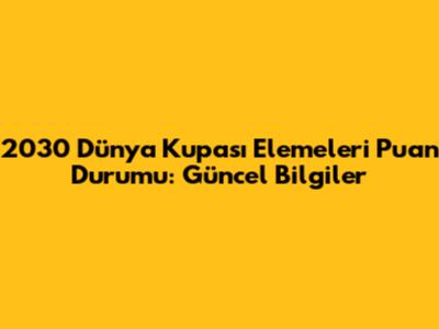 2030 Dünya Kupası Elemeleri Puan Durumu: Güncel Bilgiler