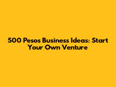 500 Pesos Business Ideas: Start Your Own Venture