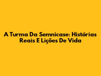 A Turma Da Semnicase: Histórias Reais E Lições De Vida