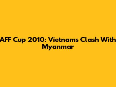 AFF Cup 2010: Vietnam's Clash With Myanmar