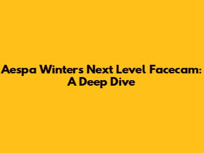 Aespa Winter's Next Level Facecam: A Deep Dive