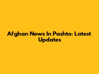 Afghan News In Pashto: Latest Updates