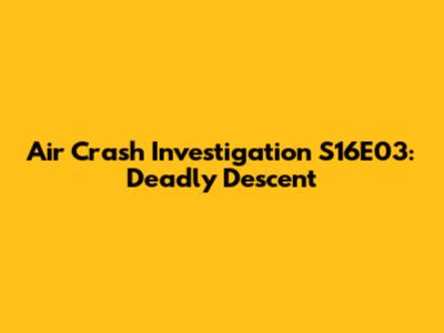 Air Crash Investigation S16E03: Deadly Descent