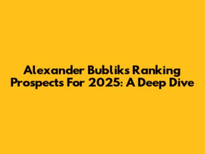 Alexander Bublik's Ranking Prospects For 2025: A Deep Dive