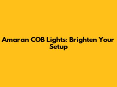 Amaran COB Lights: Brighten Your Setup