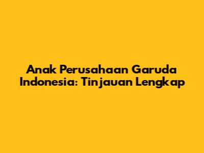 Anak Perusahaan Garuda Indonesia: Tinjauan Lengkap