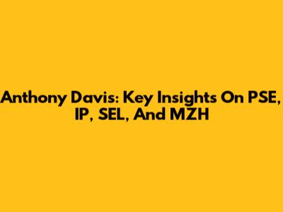 Anthony Davis: Key Insights On PSE, IP, SEL, And MZH