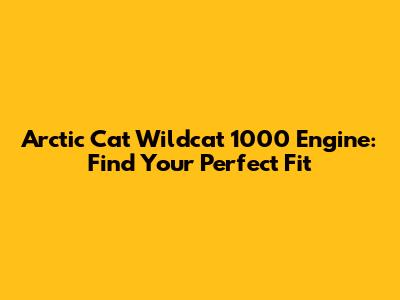 Arctic Cat Wildcat 1000 Engine: Find Your Perfect Fit