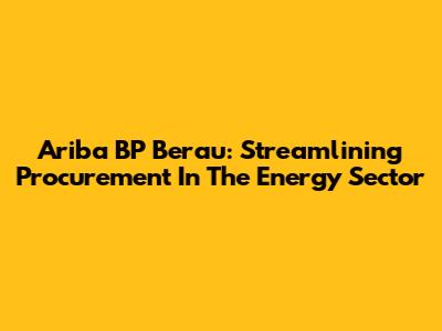 Ariba BP Berau: Streamlining Procurement In The Energy Sector