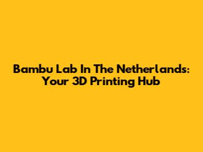 Bambu Lab In The Netherlands: Your 3D Printing Hub