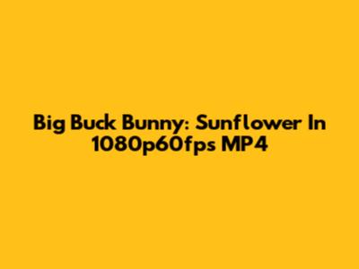 Big Buck Bunny: Sunflower In 1080p60fps MP4