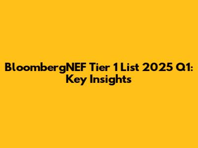 BloombergNEF Tier 1 List 2025 Q1: Key Insights