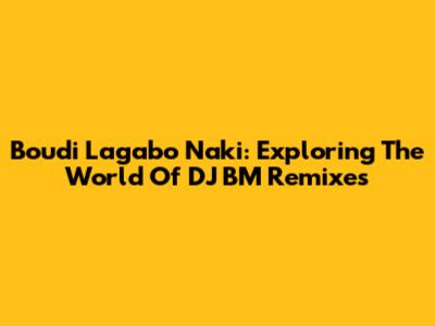 Boudi Lagabo Naki: Exploring The World Of DJ BM Remixes