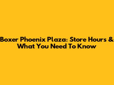 Boxer Phoenix Plaza: Store Hours & What You Need To Know