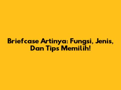 Briefcase Artinya: Fungsi, Jenis, Dan Tips Memilih!