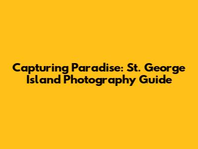 Capturing Paradise: St. George Island Photography Guide