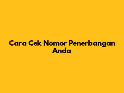 Cara Cek Nomor Penerbangan Anda