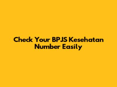 Check Your BPJS Kesehatan Number Easily
