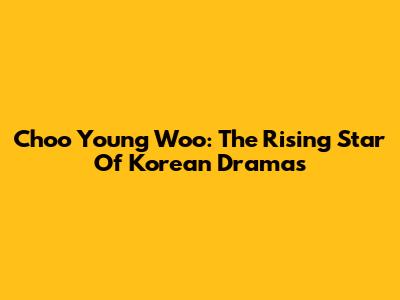 Choo Young Woo: The Rising Star Of Korean Dramas