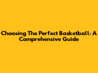 Choosing The Perfect Basketball: A Comprehensive Guide