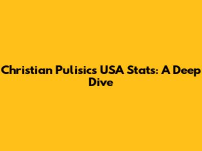 Christian Pulisic's USA Stats: A Deep Dive