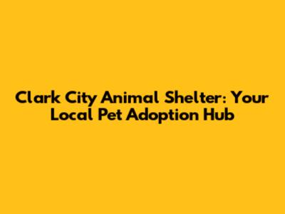 Clark City Animal Shelter: Your Local Pet Adoption Hub