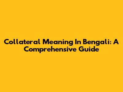 Collateral Meaning In Bengali: A Comprehensive Guide