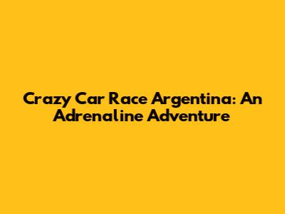 Crazy Car Race Argentina: An Adrenaline Adventure