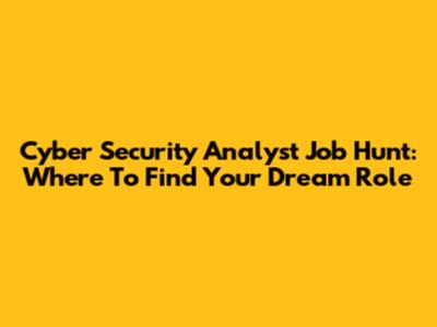 Cyber Security Analyst Job Hunt: Where To Find Your Dream Role