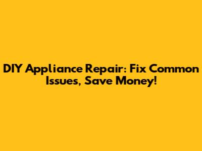 DIY Appliance Repair: Fix Common Issues, Save Money!