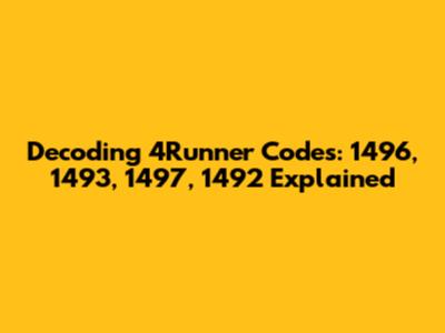 Decoding 4Runner Codes: 1496, 1493, 1497, 1492 Explained