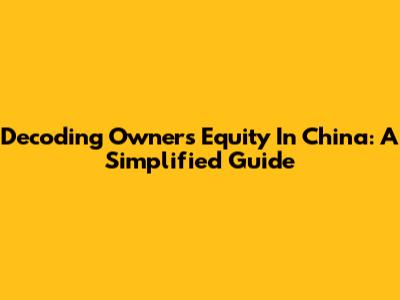 Decoding Owner's Equity In China: A Simplified Guide