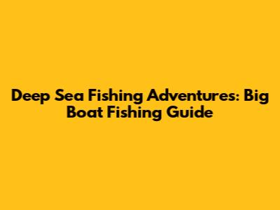 Deep Sea Fishing Adventures: Big Boat Fishing Guide