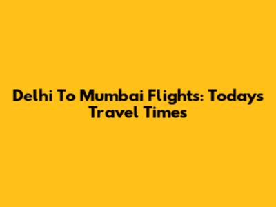 Delhi To Mumbai Flights: Today's Travel Times