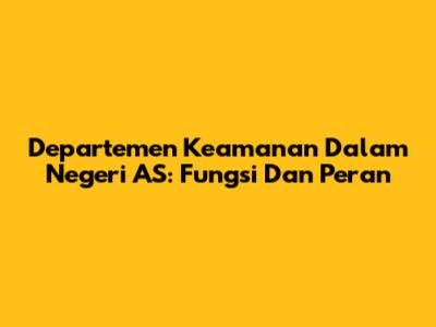 Departemen Keamanan Dalam Negeri AS: Fungsi Dan Peran