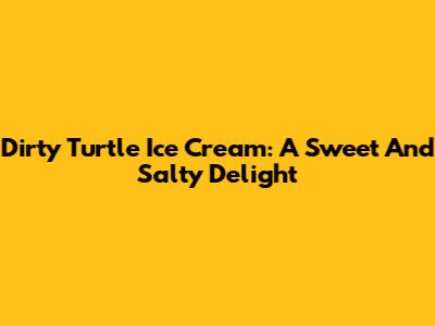 Dirty Turtle Ice Cream: A Sweet And Salty Delight