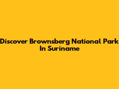 Discover Brownsberg National Park In Suriname