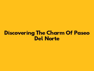 Discovering The Charm Of Paseo Del Norte
