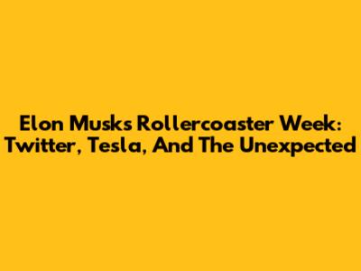 Elon Musk's Rollercoaster Week: Twitter, Tesla, And The Unexpected