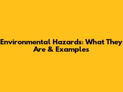 Environmental Hazards: What They Are & Examples