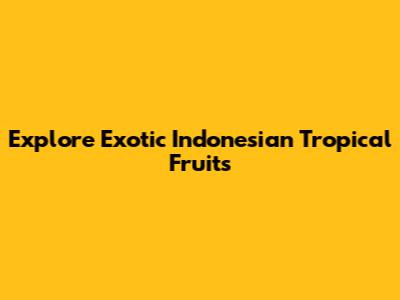 Explore Exotic Indonesian Tropical Fruits