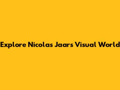 Explore Nicolas Jaar's Visual World