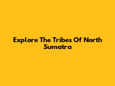Explore The Tribes Of North Sumatra