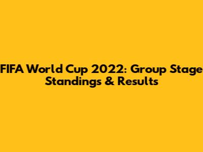FIFA World Cup 2022: Group Stage Standings & Results