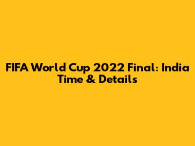 FIFA World Cup 2022 Final: India Time & Details