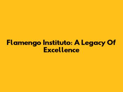 Flamengo Instituto: A Legacy Of Excellence