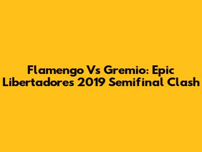 Flamengo Vs Gremio: Epic Libertadores 2019 Semifinal Clash