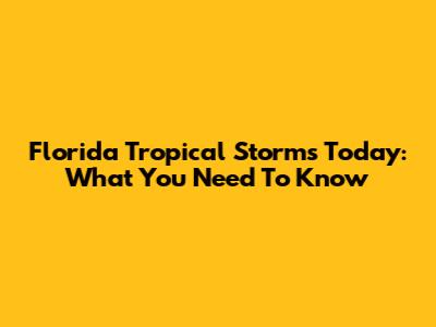 Florida Tropical Storms Today: What You Need To Know