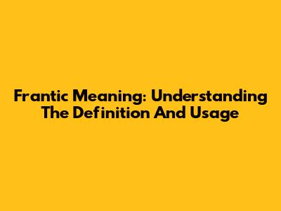 Frantic Meaning: Understanding The Definition And Usage